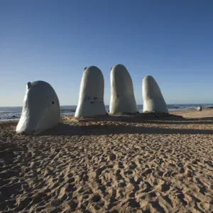 Uruguay, Punta del Este, Playa Brava beach, La Mano en la Arena, Hand in the Sand