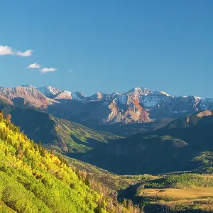 USA, Colorado, Telluride, San Juan Mountains, Wilson Peak and Fowler Peak from Last Dollar Road