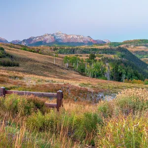 USA, Colorado, Telluride, Wilson Peak of the San Juan Mountains from Last Dollar Road
