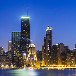 USA, Illinois, Chicago. The City Skyline from North Avenue Beach