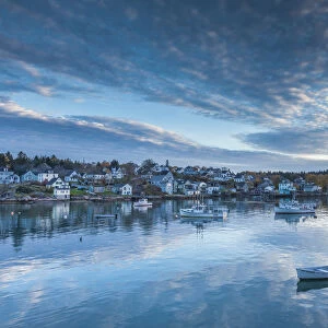 USA, Maine, Stonington, Stonington Harbor, dawn