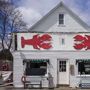 USA, Maine, Wells, seafood shop with lobster design, exterior