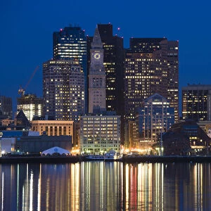 USA, Massachusetts, Boston, Financial District from East Boston