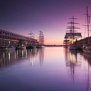USA, Massachusetts, Boston, Sail Boston Tall Ships Festival, tall ships by World Trade Center