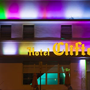 USA, Miami Beach, South Beach, The Clifton Hotel, evening