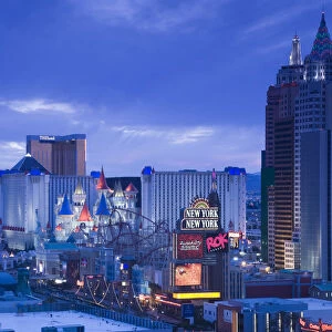 USA, Nevada, Las Vegas, The Strip, aerial view of New York, New York and casinos south