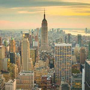 USA, New York, Manhattan, Empire State Building and Midtown from Top of the Rock at