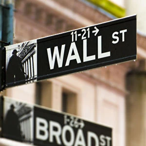 USA, New York, Manhattan, Wall Street signs