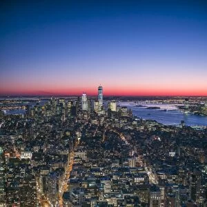 USA, New York, New York City, Mid-Town Manhattan, elevated view towards Lower Manhattan