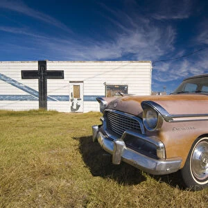 USA, Oklahoma, Route 66, Hydro, 1956 Studebaker President 4-door sedan