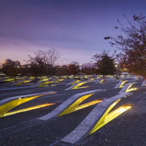 USA, Virginia, Arlington The Pentagon, Pentagon 911 Memorial, dawn