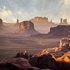 Utah - Ariziona border, panorama of the Monument Valley from a remote point of view