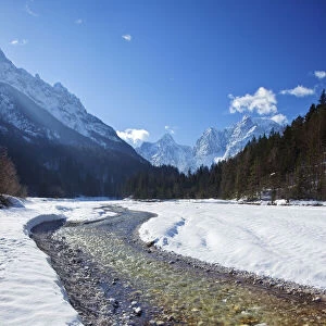 Velika Pisnca River in winter, Kranjska Gora, Triglavski National Park, Julian Alps