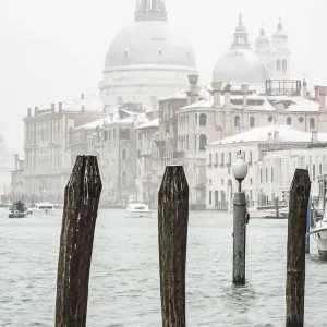 Venice Print: St Mary of Health Basilica Under Snowfall Venice Print: St Mary of Health Basilica Under Snowfall
