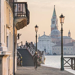Venice, Veneto, Italy. San Giorgio Maggiore from the waterfront in Dorsoduro
