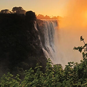 Victoria Falls at sunrise, Zambezi River, near Victoria Falls, Zimbabwe, Africa