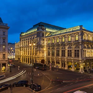 The Vienna State Opera at night, Vienna, Austria