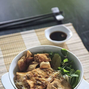 Vietnam, Danang, Hoi An, Cao Lao, a typical vietnams dish with noodles, pork and greens