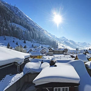 View on Andermatt in winter, Canton Uri, Switzerland