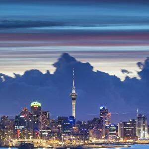 View of Auckland at dusk, Auckland, North Island, New Zealand
