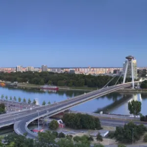 View of Bratislava at dusk, Slovakia