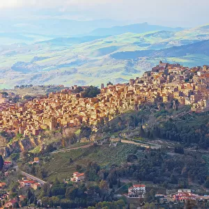 View of Calascibetta village and surroundings, Enna, Siclly, Italy
