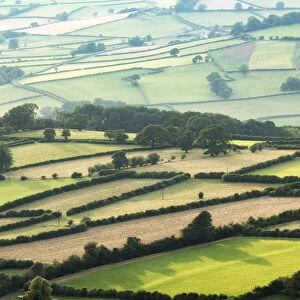 View over fields near Llangorse from Mynydd Troed in The Black Mountains