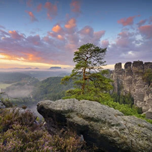 View of the Gans rocks in the Elbe Sandstone Mountains, Saxon Switzerland National Park