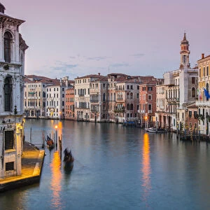 View of Grand Canal at sunset, Venice, Veneto, Italy