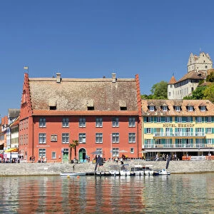 View from the harbour to the Old Castle, Meersburg, Upper Swabia, Baden-Wurttemberg, Germany