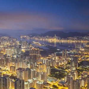 View of Kowloon and Hong Kong Island, Hong Kong, China