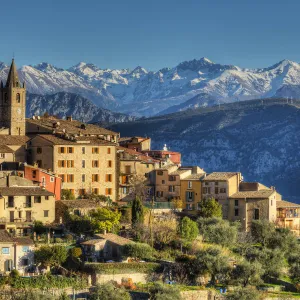 View at Le Broc with the mountains of Parc National de Mercantour, Alpes-Maritimes