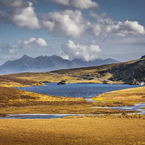 View across Loch Fada to the Cuillin Hills, Isle of Skye, Highlands, Scotland