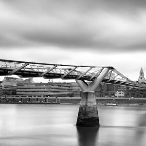 A view towards the Millennium Bridge and St Paulas Cathedral, London, England
