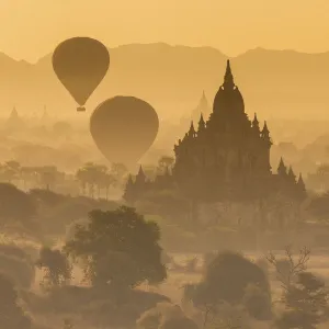 View of the pagodas and temples of the ancient ruined city of Bagan (Pagan), &