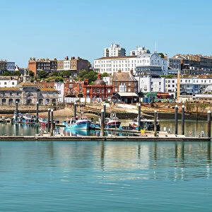View towards Ramsgate quayside and the town, Kent, England
