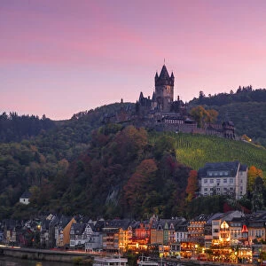 View of the Reichsburg Cochem in the Moselle valley in autumn, Cochem