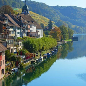 View at river Rhine with Eglisau, Zurich, Switzerland