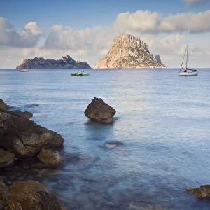 View of the rocky islet of Es Vedra from Cala d Hort, near Sant Antoni, Ibiza