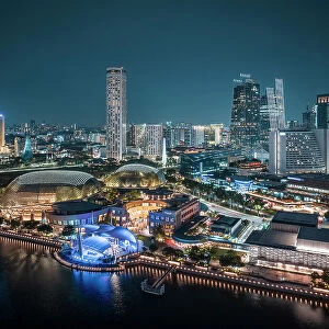 View of Singapore City skyline at night, Singapore, Asia