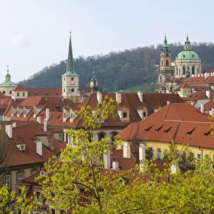 View of St. Nicolas Church from Furstenberg Garden by Prague Castle, Mala Strana, Prague, Bohemia, Czech Republic