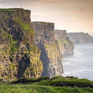 View of a sunset at the Cliffs of Moher. County Clare, Munster province, Ireland