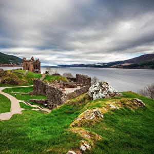 A view of Urquhart Castle and Loch Ness, Drumnadrochit, Highlands, Scotland, United