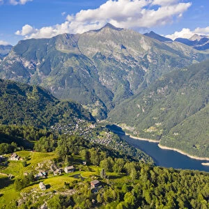 View of Valle Verzasca and Lago di Vogorno from Monti di Lego. Mergoscia, Valle Verzasca