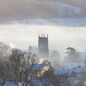 View of Wotton Under Edge, Gloucestershire, Cotswolds in winter with snow