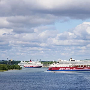 Viking Line Ferry Cruise Ships at the port in Mariehamn, Aland Islands, Finland