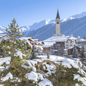 Village of Davos Wiesen after a snowfall