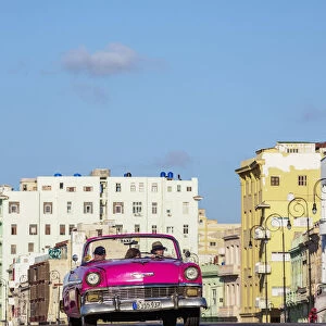 Vintage car at El Malecon, Havana, La Habana Province, Cuba