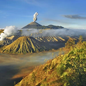 Volcanic landscape with Semeru, Bromo, Batok - Indonesia, Java, Tengger Caldera