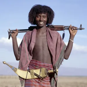 Warriors of the nomadic Afar tribe wear their hair